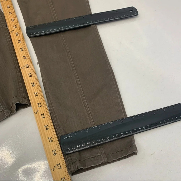 Supplies High Rise Pants Woman 12  Brown Stretch Zip Pockets  Tapered Work - Picture 11 of 11